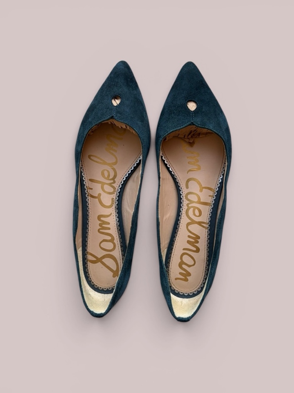 Sam Edelman Teal Pointed-Toe Suede Flats - Picture 11 of 16
